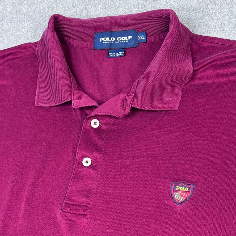 VTG Polo Golf‎ Ralph Lauren Men's Size XXL Burgundy Short Sleeve Muirfield Logo